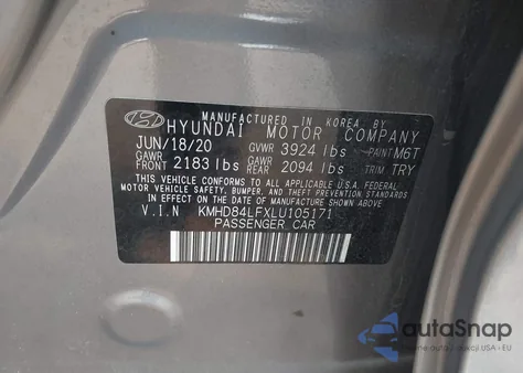 2020 Hyundai Elantra Sel из США, поврежденный, VIN KMHD84LFXLU105171